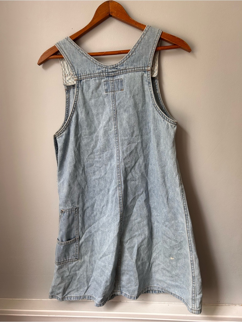 Vintage Denim Mini Overall Jumper Dress - Light Wash Denim - Picture 3 of 7